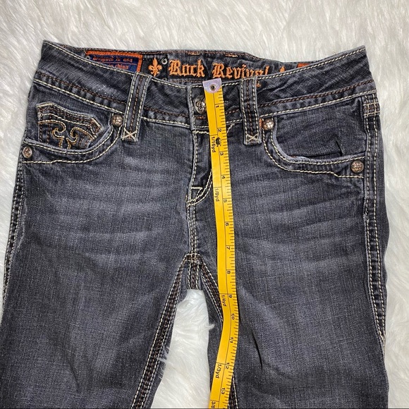 Rock Revival Debbie Boot Cut Stretch Jeans Pocket Flaps Embroidered Size 27 - Picture 11 of 12
